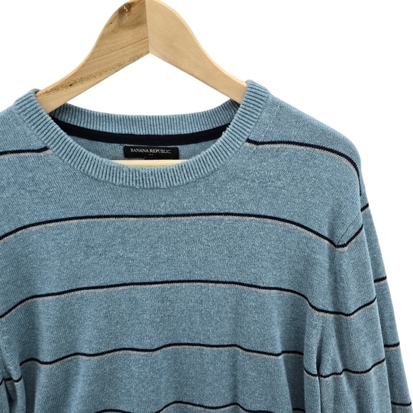 Banana Republic Other - Banana Republic Crewneck Cotton Stripe Sweater Blue Men's Large Jumper